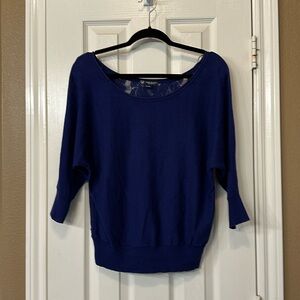 American Eagle Purple Crop Floral Lace Back Sweater- Size M